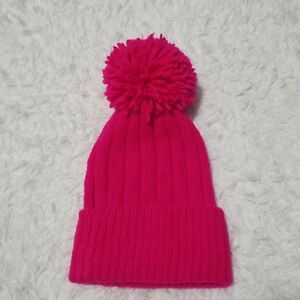 Pink Pompom  Beanie Hat
